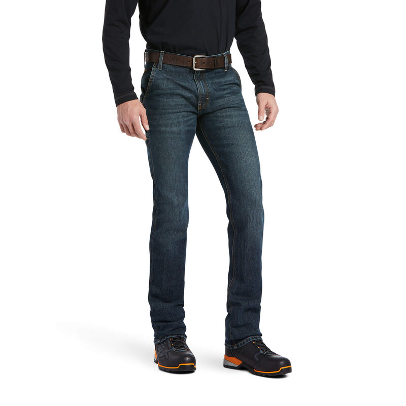 Ariat Rebar M7 Slim Durastretch Workhorse Straight Leg - Miesten TummanSininen Farkut ( TQECNK-805 )